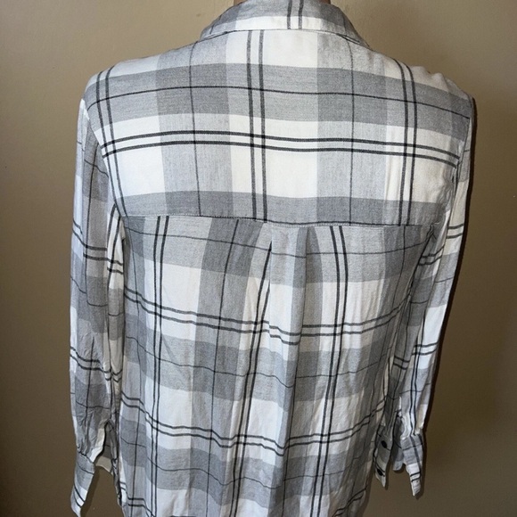 Frye Gray and White Plaid Shirt - Picture 2 of 4